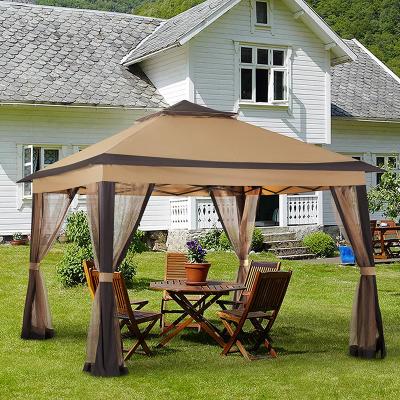 China Easy assemble Gazebo Guangzhou metal building materials garden wedding gazebo tent round steel outdor 3x3 with privacy curtains for sale