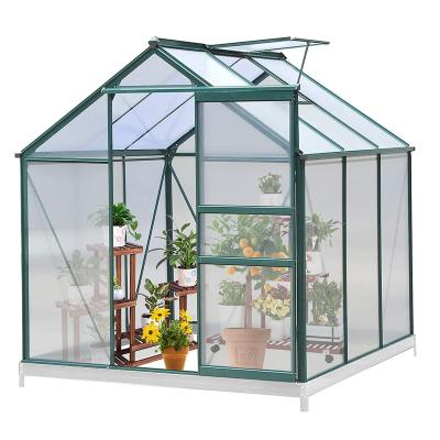 China Custom Aluminum Span Metal Houses Small Single Simple Polycarbonate PVC Garden Greenhouses Easily Assembled for sale