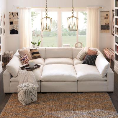 China Soft Cozy Comfortable Modern Fabric Living Room Furniture White Three Seat Cloud Couch Sofa Modular for sale