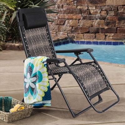 China Lightweight Outdoor Patio Seating Furniture Sets Black Weightless Folding Lounge Beach Lawn Chair For Sale for sale