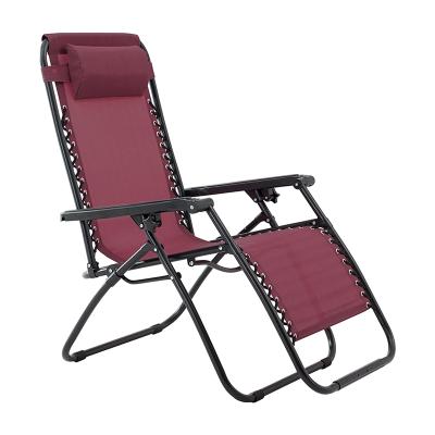 China Outdoor Easy-carry Adjustable Frame Metal Beach Chair Patio Public Furniture Outdoor Folding Lounger with Cup Holder for sale