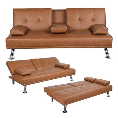 China Convertible Futon Folding Corner (Other) Adjustable Cheap Living Room Furniture Leather Sofa Couch With Pull Out Bed for sale