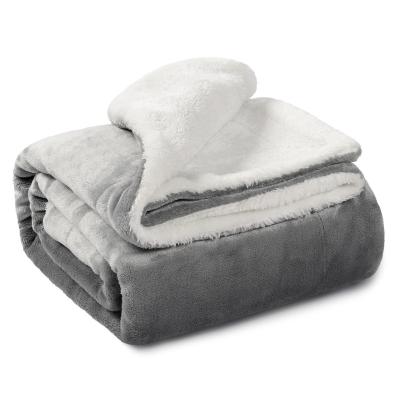 China Gray Blankets Toddler Blanket For Infant Baby Plush Portable Crib Sherpa Fleece Toddler Blanket for sale