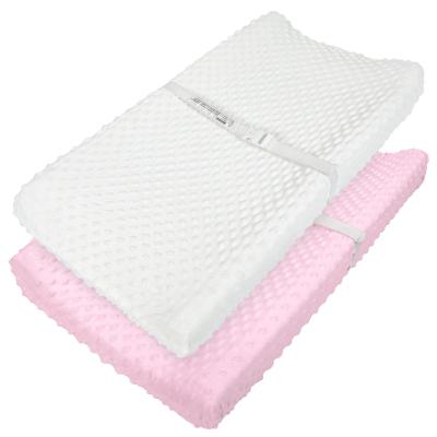 China Pink&White 2PK Portable Urine Travel Baby Diaper Changing Pad Microfiber Comfort Baby Pad Cover Set for sale