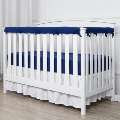 China Portable 3PK Navy& Gray Crib Bed Rail Bumper Protector Polyester Safely Padded Narrow Baby Crib Rail Cover for sale