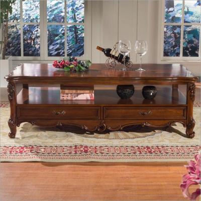 China Antique European Style Solid Wood French-Italian Hand Carved Marble Coffee Table 10288 for sale