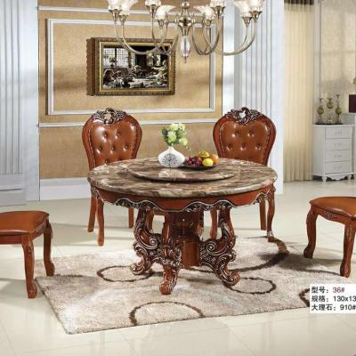 China European Classic Antique Style Italian Dining Table, 100% Italy Style Luxury Solid Wood Dining Table Set One Table Six Chairs ZF002 for sale