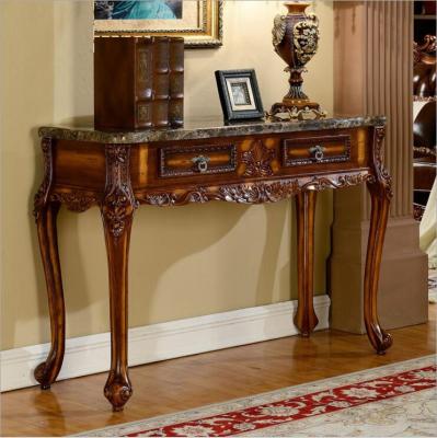 China Solid Wood Antique Natural Marble Style Console Table o1197 for sale