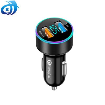 China Universal Electronics 15W Charger USB QC 3.0 PD Adapter 2 Ports 12V Voltmeter Voltmeter Charger Car for sale