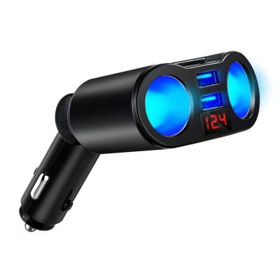 China Hot Sale 2022 Universal 5v 3.1a Dual USB Ports Car Charger With LED Display Cigarette Lighter Adapter Car Charging for sale