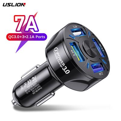 China QC3.0 5V 7A Mobile Phone Car Cigarette Lighter 4 USB Ports Car Phone Charger 48W Electric Car Adapter With Blue Lighting For Mobile Phone for sale