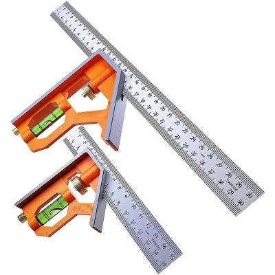 China Professional Resolution Adjustable Stainless Steel Angle Combination Square for sale