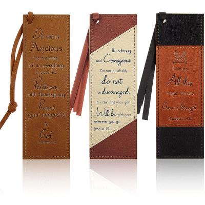 China Wholesale unique long chain bookmarks handmade leather bookmark customized pu leather bookmark for sale