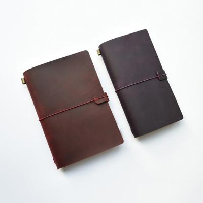 China Wholesale Real Leather Diary Notebook Refillable Traveler's Notebook Custom Printed Hand-crafted Genuine Leather Diary for sale