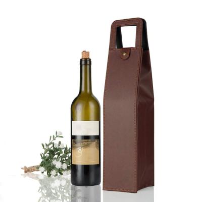 China Waterproof Reusable Leather Single Bottle Wine Carrier PU Custom Wine Gift Box for sale