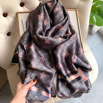 China Winter Classic Shawls Women Scarf Ladies Colorful Floral Flower Print Long Fashion Chiffon Silk Scarves for sale