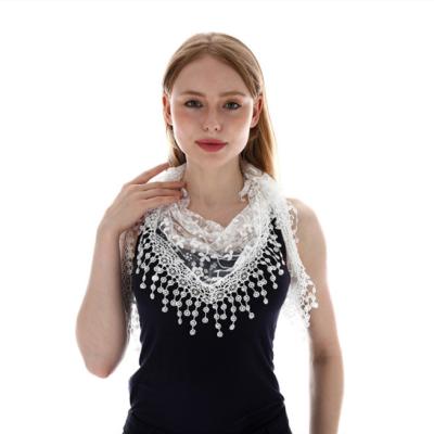 China Clothing Decoration Wholesale Factory Direct Cavity Shape Triangle Fringe Lace Polyester Hot Selling Scarf Made In China for sale