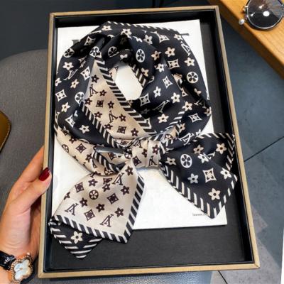 China Long Women Brand Scarf Skinny Bag Scarves Design Wrist Towel Foulard Neckerchief Headband Tarot Constellation 100% Twill Silk Scarf for sale