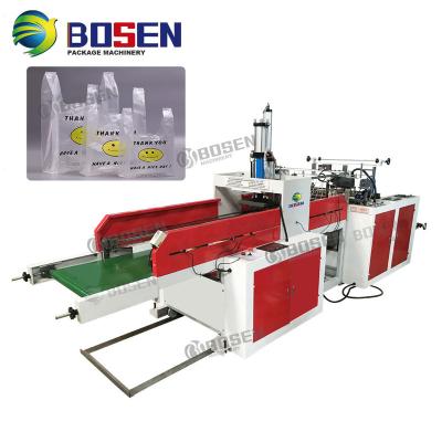 China Economical Small Scale Plastic Flat Bag 2 Layers 4 Lines Cold Cut Vest Sealing Hot Seal Bottom Bag Making Machine Making for sale