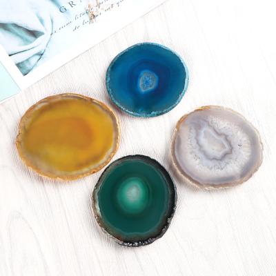 China China factory direct wholesale high quality 100% natural agate coaster quartz and agate coffee cup coaster for hot drink for sale