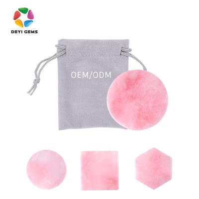 China New Rose Quartz Stone Coaster Custom Natural Gemstone Crystal Coaster For Hot Tea Private Label 2021 Popular with Cheap Price for sale