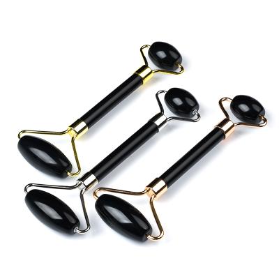 China Whitening Natural Black Obsidian Jade Roller For Face From Jade Roller Factory Supply Durable Best Price for sale