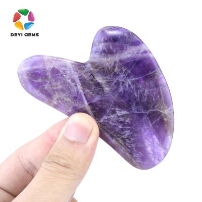 China Best Selling Wholesale 100% Popular High Quality Natural Amethyst Jade Gua Sha For Facial Massage Health Care for sale