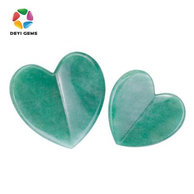 China New style popular green heart-shaped jade sha aventurine massage guasha tool natural gua with box for sale