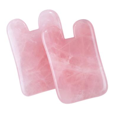 China Rose Quartz Gua Sha Handheld 100% Natural Wholesale Popular Jade Gua Sha for Facial Massage for sale