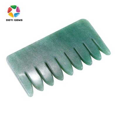 China Popular Green Jade 100% Natural High Quality Green Aventurine Jade Gua Sha Comb of Guasha for Head Skin Massage for sale