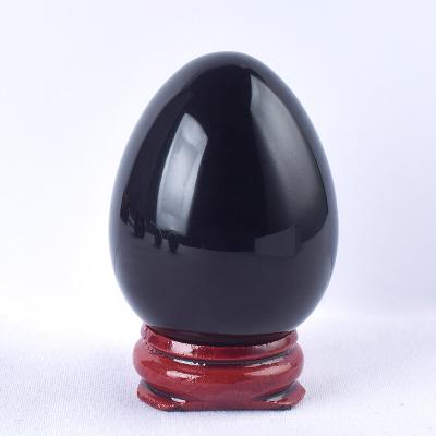 China Squeeze Best Wholesale Price Natural High Quality Black Obsidian Jade Yoni Egg for Kegel Exercise for sale