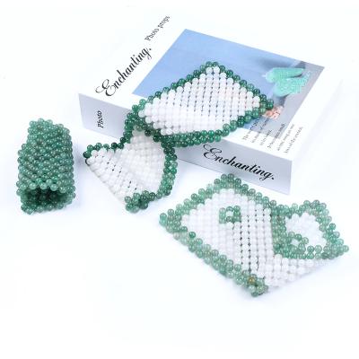 China Comfortable White Jade and Veil High Quality Aventurine Jade Eye Mask Wholesale 100% Real Jade Eye Mask Gemstone Green Eye for Beauty for sale