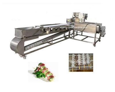 China Retail chain Qingdao automatic meat kebab skewer satay machine, automatic shrimp skewer meat kebab making machine for sale