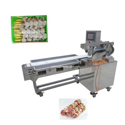 China Butchers retail chain automatic kebab meat skewer machine, shrimp skewer machine, bamboo stick doner kabab skewering machine for sale