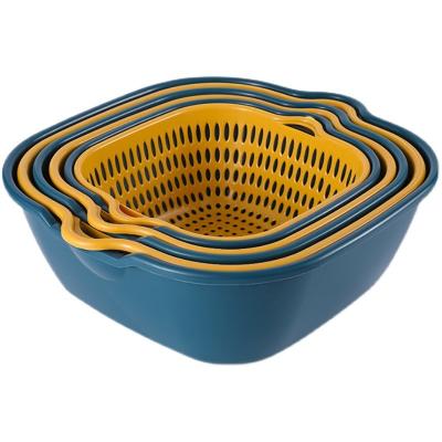 China Sustainable Wholesale Stackable Vegetable Washing Fruits Drain Kitchen Basin Seated Drain Basket for sale