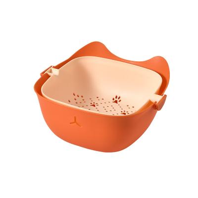 China Factory Price Kitchen Double Layer Wash Basket Container Kitchen Sink Washable Drain Basket for sale