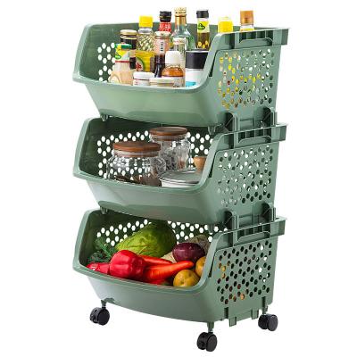 China Professional Floor Standing Kitchen Storage Rack Vegetable Rack Basket Multi-Layer Floor Rack for sale