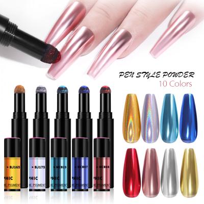 China Mirror Effect Manicure Air Cushion Pen Magic Mirror Powder Laser Gold and Silver Pen Solid Chalk Phantom Nail Art for sale