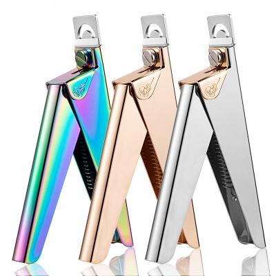 China False Straight Finger Edge Clipper Tilts Rose Gold Titanium Acrylic French Cutters Nail Tip Cutter for sale