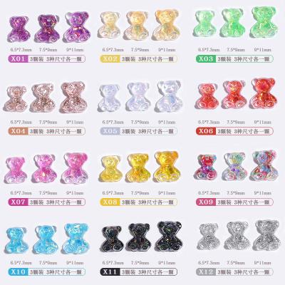 China Nail Art Japanese Style Crystal Candy Bear 3D Soft Candy Nail Art Candy Jewelry Aurora Cute Bear Decorations for sale