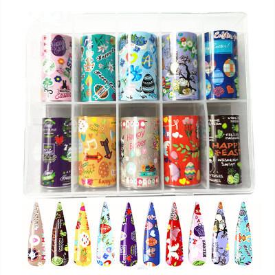 China Nail Art Starry Paper Set Nail Art DIY Holiday Easter Transfer Bunny Head Cartoon Nail Transfer Foil Sticker for sale