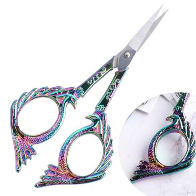 China Rainbow Right Handed Nail Scissors Cuticle Peacock Scissors Skin Remover Stainless Steel Dead Nail Scissors for sale