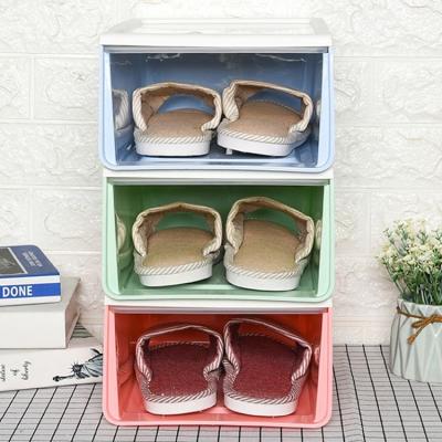 China Custom Plastic Transparent Sneaker Stackable Shoe Box Drop Front Organizer Viable for sale