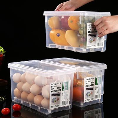 China Sustainable Food Fresh Box Bins Organizer Plastic Refrigerator Food Storage Container With Handle for sale