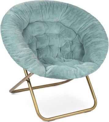 China Cozy Folding Comfy Chair / Faux Fur Saucer Chair For Bedroom Outdoor Indoor Moon Chair for sale