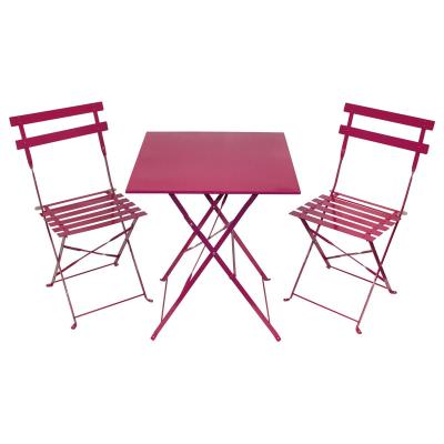 China Lightweight outdoor patio furniture garden metal mesh bistro sets/cafe/patio/colorful folding outdoor garden table and chair for sale