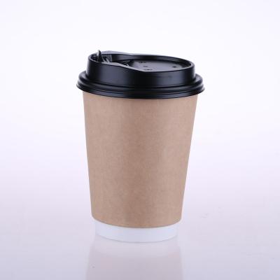 China 12oz Recyclable Custom Paper Cup Logo Printed Disposable Double Wall With Lid For Hot Drink for sale