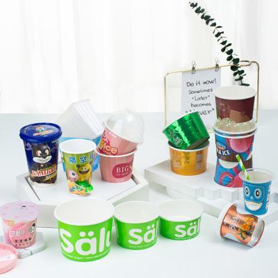 China Wholesales 4oz 5oz 6oz 7oz 8oz 12oz 16oz Disposable Custom Paper Cup with Lid for Ice Cream Frozen Yogurt for sale