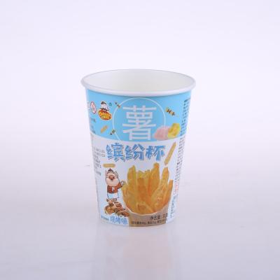 China Recycled Materials 400ml Logo Single Wall Paper Cup Custom Disposable for Potato Chips Packing for sale