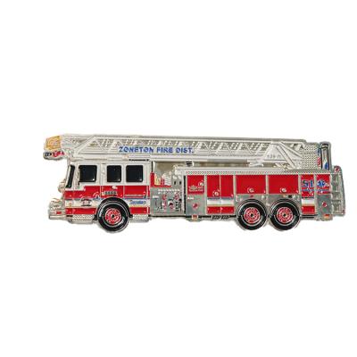 China Europe New High Quality Custom Crafts Plated Double Size Tourist Souvenirs Of Fire Engine for sale